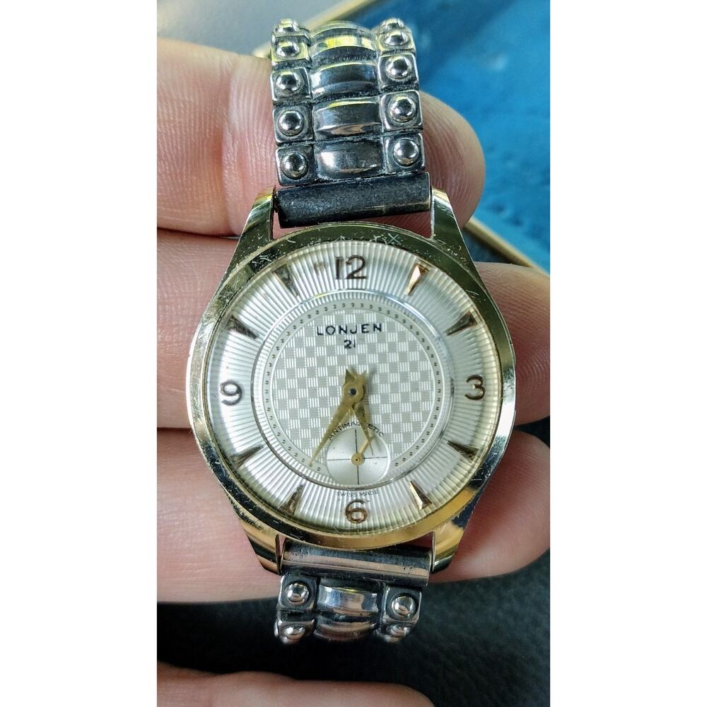 Rare Vintage Lonjen 21 Wrist Watch Mid Century 1950s Made In USA Band Not Tested